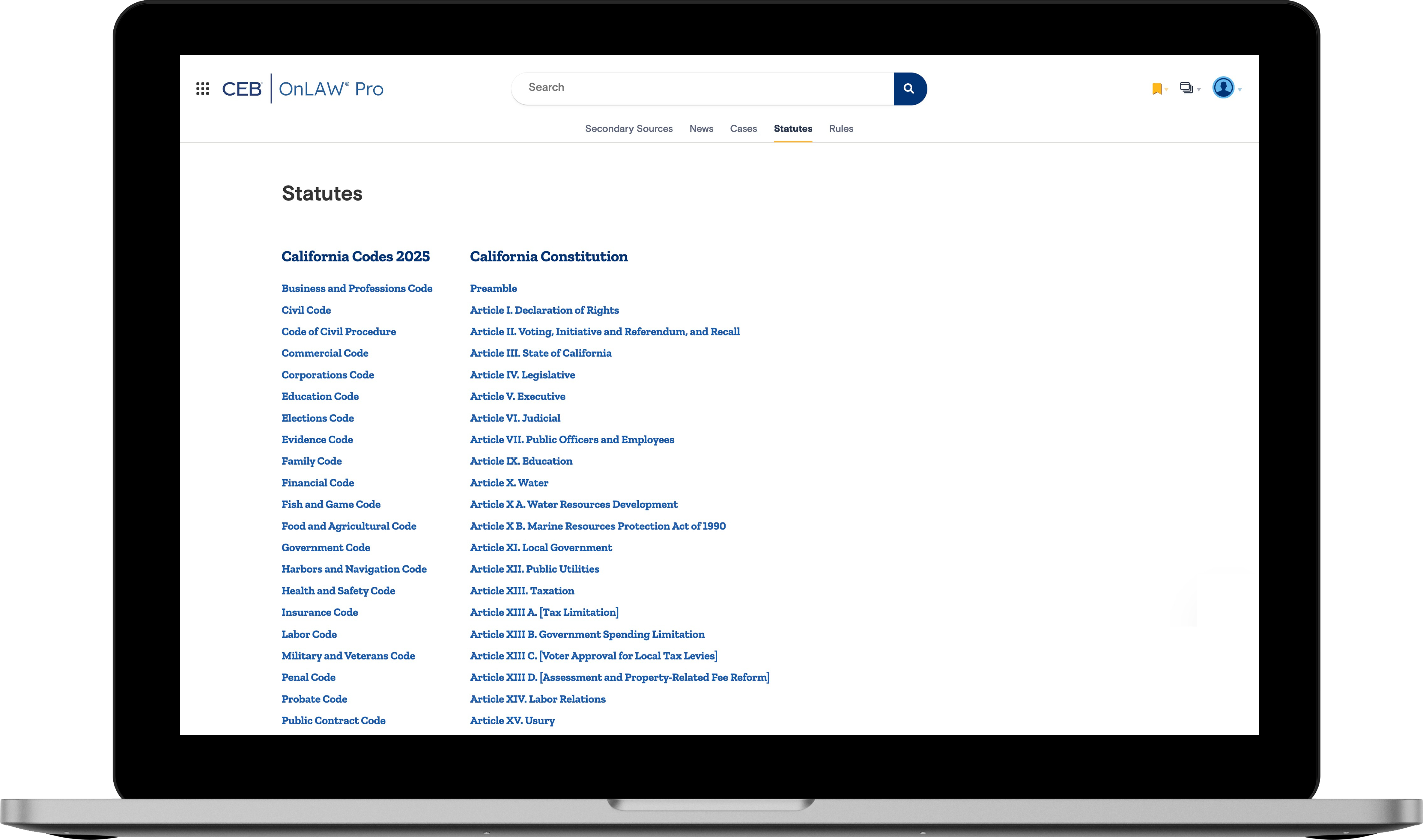 Statutes in CEB new UI laptop preview