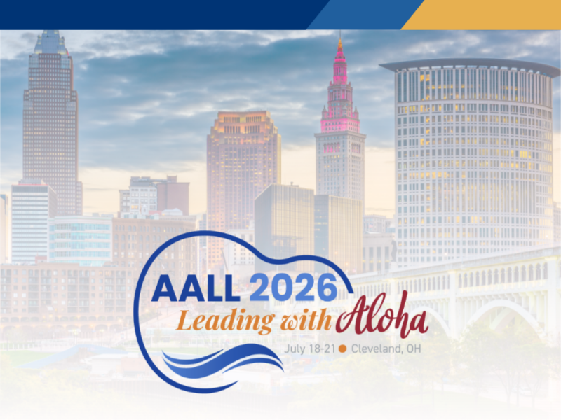 2026 AALL Conference image with AALL logo overlaying ohio cityscape